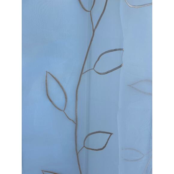 Two Sheer‎ Curtain Panels, Embroidered, White and Champagne - Picture 2 of 3
